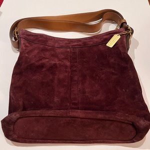 Coach #9324 Purple Suede Leather Slim Duffle Bag